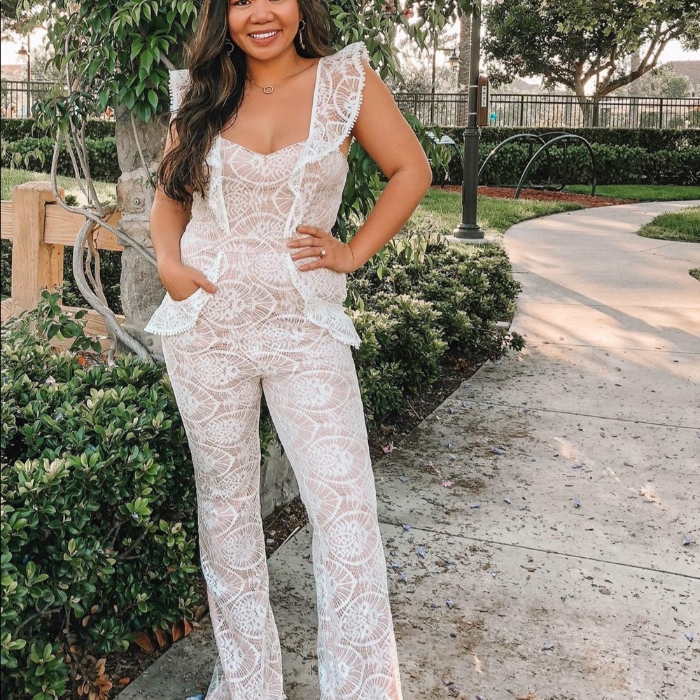 VICI White lace jumpsuit